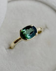 Horizontal Set Oval Green Tourmaline Ring