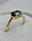 Horizontal Set Oval Green Tourmaline Ring