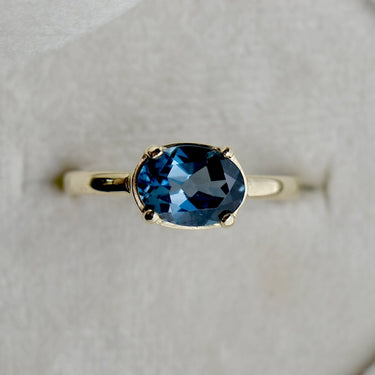 Horizontal Set Oval London Blue Topaz Ring