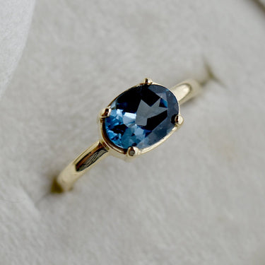 Horizontal Set Oval London Blue Topaz Ring