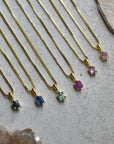 Oval Claw-Set Gemstone Necklace - Gold Vermeil