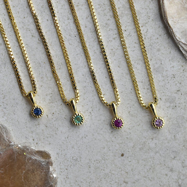 Milgrain Bezel Gemstone Necklace - Gold Vermeil | Magpie Jewellery