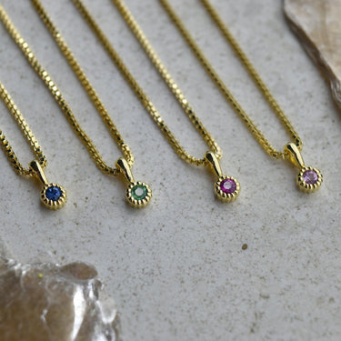 Milgrain Bezel Gemstone Necklace - Gold Vermeil | Magpie Jewellery