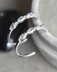 Hoop Stud with Triple Marquise CZ Accent