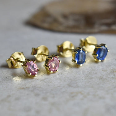 Small Six-Prong Oval Gemstone Stud Earrings | Magpie Jewellery