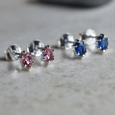 Small Six-Prong Oval Gemstone Stud Earrings | Magpie Jewellery