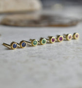 Milgrain Bezel Set Gemstone Stud Earrings | Magpie Jewellery