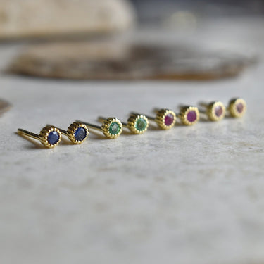 Milgrain Bezel Set Gemstone Stud Earrings | Magpie Jewellery