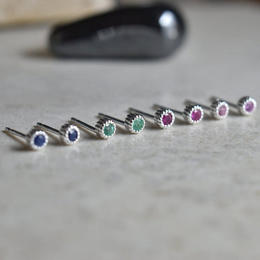 Milgrain Bezel Set Gemstone Stud Earrings | Magpie Jewellery