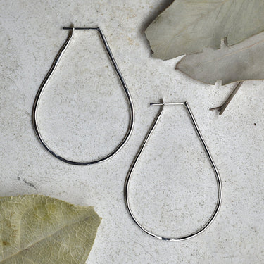 Silver Teardrop Hoop