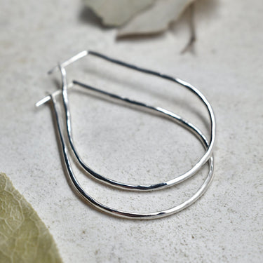 Silver Teardrop Hoop