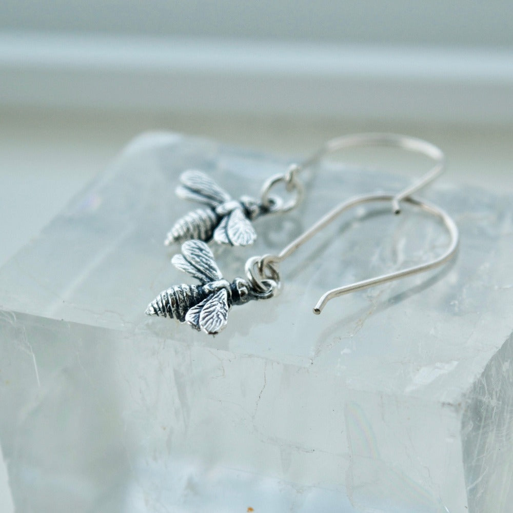 Tiny Bee Drop Earrings | Magpie Jewellery