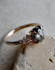 Rose Gold .95ct Oval Rose Cut Salt & Pepper Diamond Ring - Magpie Jewellery