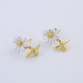 Gold Plated Silver Daisy Stud Earrings, with a tiny bee connected to it