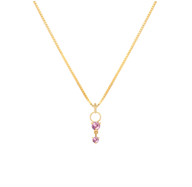 Deux Drop Necklace - Pink Sapphire | Magpie Jewellery