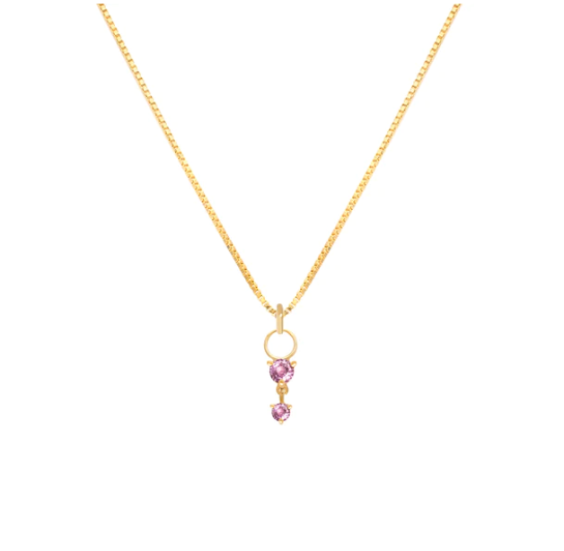 Deux Drop Necklace - Pink Sapphire