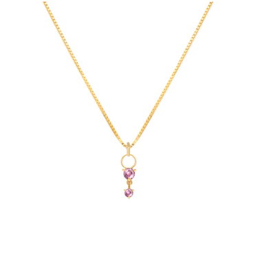 Deux Drop Necklace - Pink Sapphire | Magpie Jewellery