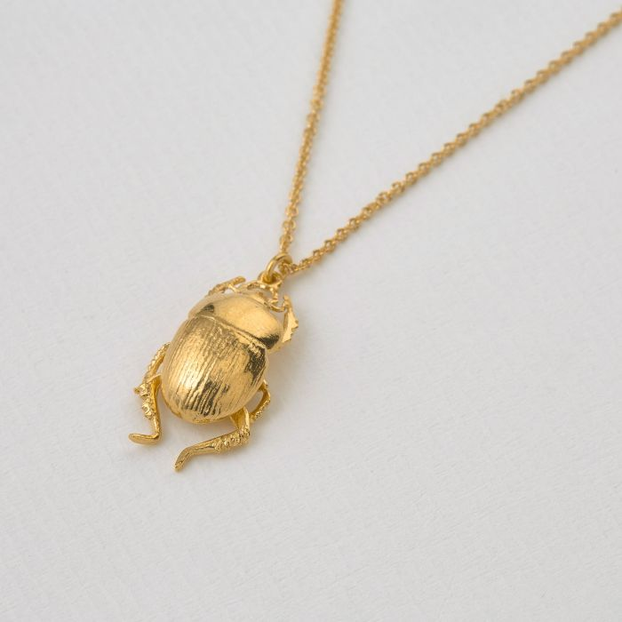 Gold Plated Silver Necklace with a Dor Beetle Pendant