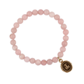 Bronze Bracelet With Bright pink Beads and a talisman depicting 3 mushrooms