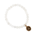 Bronze Bracelet with white jade pearls and a talisman depicting 3 mushrooms