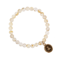 Bronze Bracelet with rutiliated quartz  beads and a talisman depicting 3 mushrooms