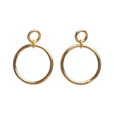 Gold Vermeli 24mm round circles with a 8mm wide circle stud.  The circles are on a jump ring so they move.