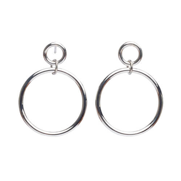 Sterling Silver 24mm round circles with a 8mm wide circle stud.  The circles are on a jump ring so they move.
