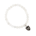 White Jade Beaded bracelet with a Sterling Silver Talisman Depicting A Butterfly