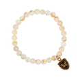 Rutilated Quartz Beaded bracelet with a Bronze Talisman Depicting A Butterfly