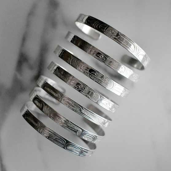 Extra Narrow Silver Totem Cuff | Magpie Jewellery