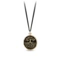 Black Sterling Silver necklace with a gold talisman depicting  a great tall tree, with long roots embeded deep into the earth