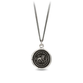 Sterling Silver Talisman Necklace depicting a Lion surrounded by flames, with the words "Timor Non Impedit Actum" written around it