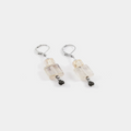 Short silver earrings adorned with colorful White geometric pieces