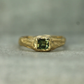 14k Yellow Gold Signet Ring featuring a .75ct Forest Green Sapphire