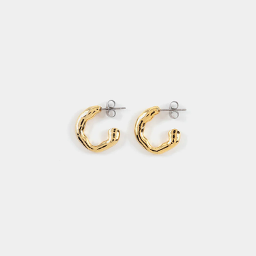 Organic-shaped matt gold hoop earrings