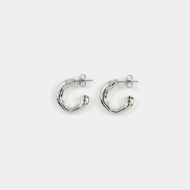 Organic-shaped Silver hoop earrings