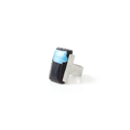 Pewter Ring with Black Prism Splotched with Light Blue