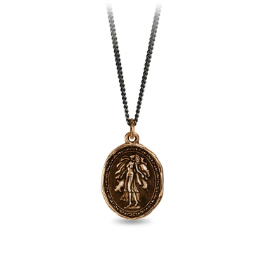 Bronze talisman necklace depicting the goddess of earth, gaia.