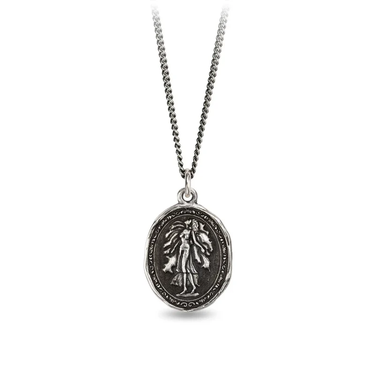 Sterling silver talisman necklace depicting the goddess of earth, gaia.
