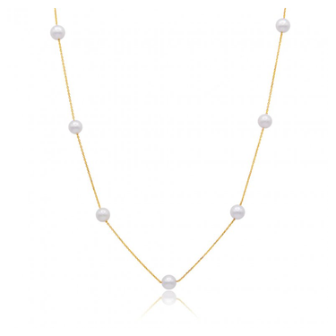 10ky Gold Ten Pearl Station Necklace | Magpie Jewellery