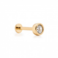 14k Bezel-Set Round CZ Flat Screwback Single Stud | Magpie Jewellery