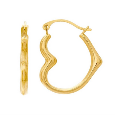 10K Yellow Gold Heart Hoop Earrings | Magpie Jewellery