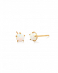 10ky Gold Five White Opal Stud Earrings