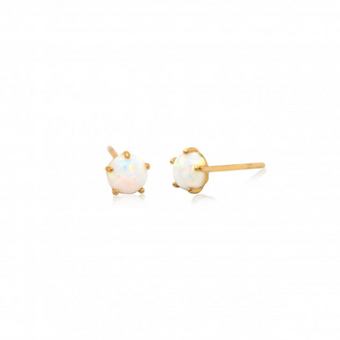 10ky Gold Five White Opal Stud Earrings