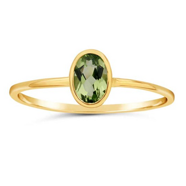 14KY Gold Oval Peridot-Set Ring