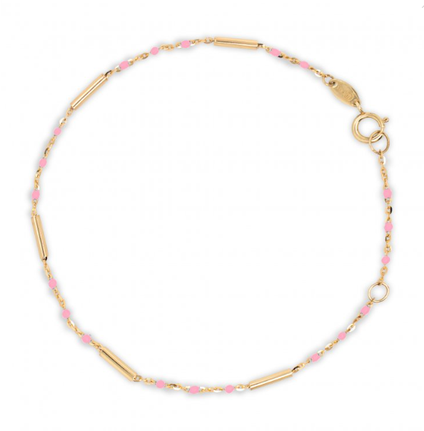 10K Yellow Gold With Enamel Bead and Bar Bracelet