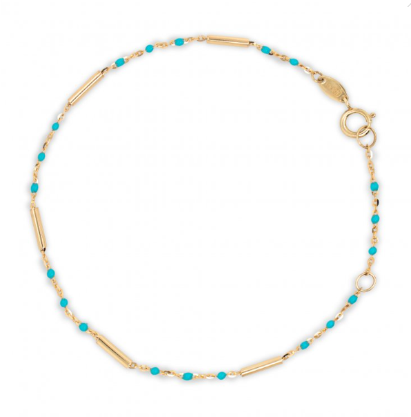 10K Yellow Gold With Enamel Bead and Bar Bracelet | Magpie Jewellery