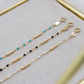 10K Yellow Gold With Enamel Bead and Bar Bracelet | Magpie Jewellery