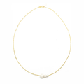 Handcrafted from 14k-karat gold, this delicate necklace is anchored with three luminous pearls in gradual sizes