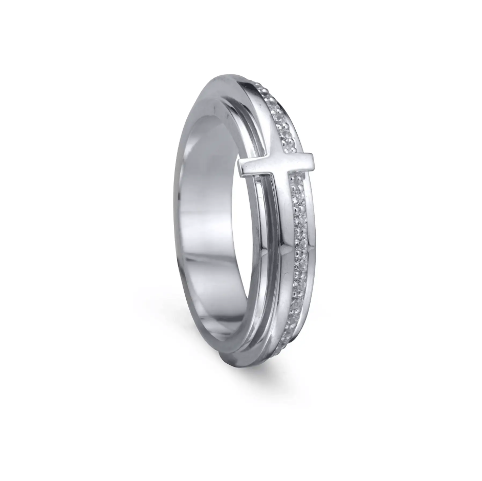 Sterling Silver Spinner ring with a Cross on the spinner